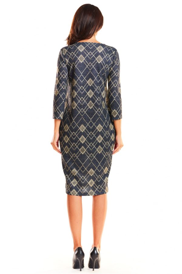 Navy Blue Daydress in Day Dresses with Spandex, Polyester and Viscose