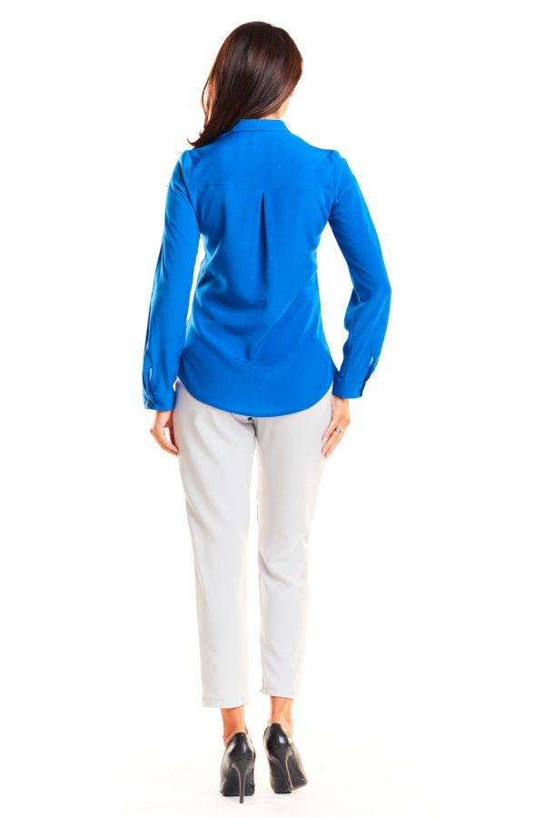 Blue Long Sleeve Shirt in Shirts For Women with Spandex and Polyester