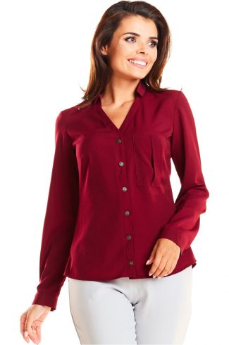Red Long Sleeve Shirt in Shirts For Women with Spandex and Polyester