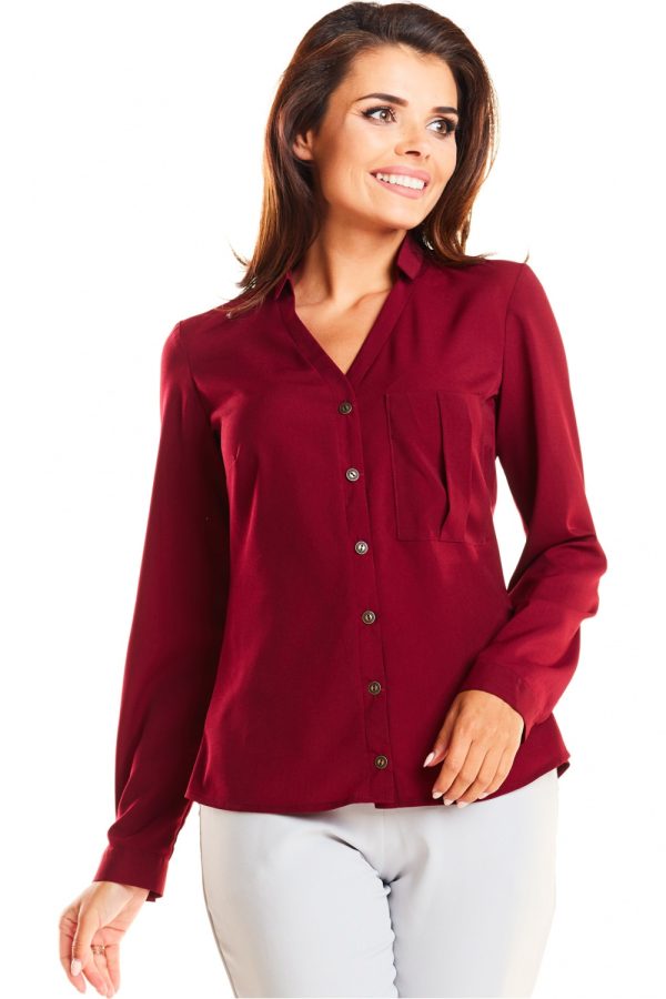 Red Long Sleeve Shirt in Shirts For Women with Spandex and Polyester