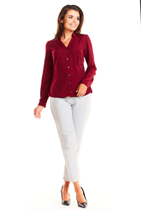 Red Long Sleeve Shirt in Shirts For Women with Spandex and Polyester