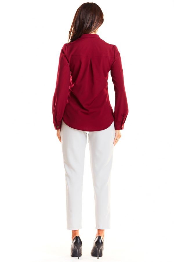 Red Long Sleeve Shirt in Shirts For Women with Spandex and Polyester