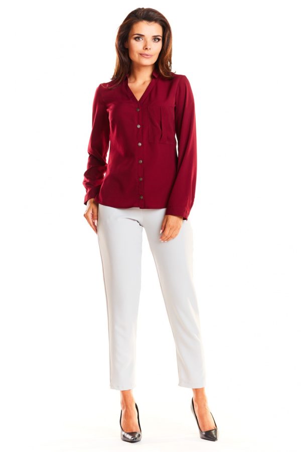 Red Long Sleeve Shirt in Shirts For Women with Spandex and Polyester