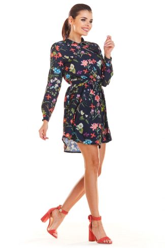 Navy Blue Daydress in Day Dresses with Spandex and Polyester