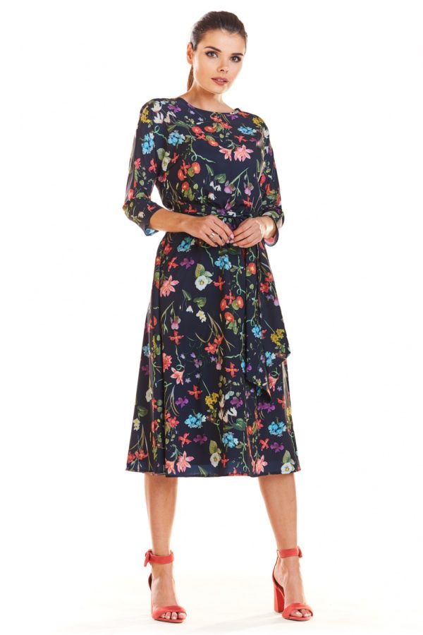 Navy Blue Daydress in Day Dresses with Spandex and Polyester