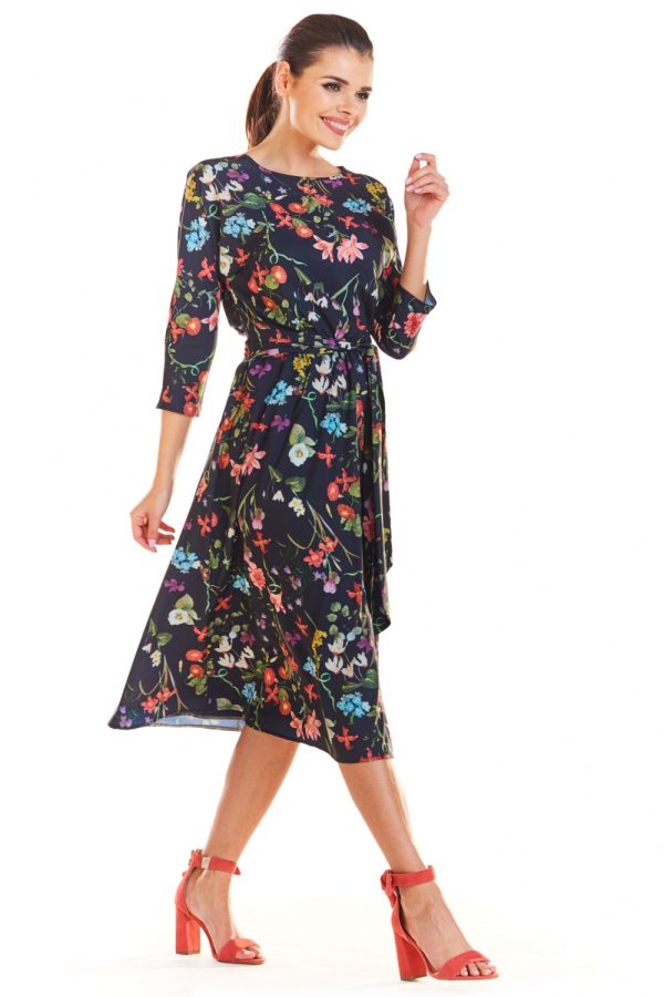 Navy Blue Daydress in Day Dresses with Spandex and Polyester
