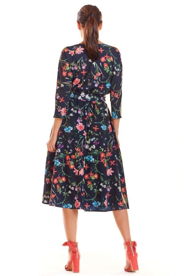 Navy Blue Daydress in Day Dresses with Spandex and Polyester