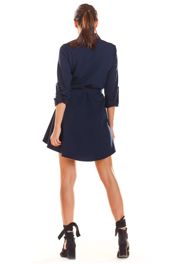 Navy Blue Daydress in Day Dresses with Spandex and Polyester