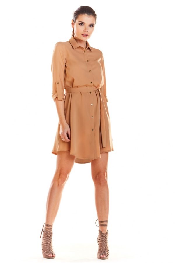 Beige Daydress in Day Dresses with Spandex and Polyester