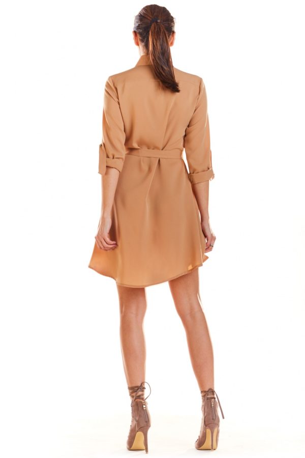 Beige Daydress in Day Dresses with Spandex and Polyester