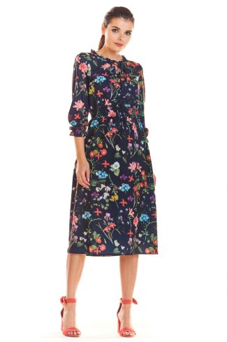 Navy Blue Daydress in Day Dresses with Spandex and Polyester