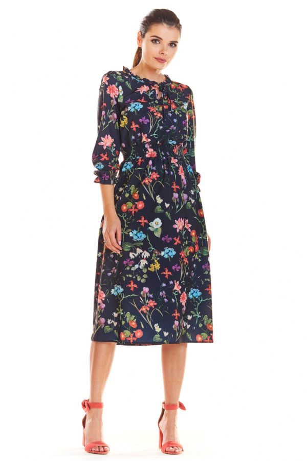 Navy Blue Daydress in Day Dresses with Spandex and Polyester