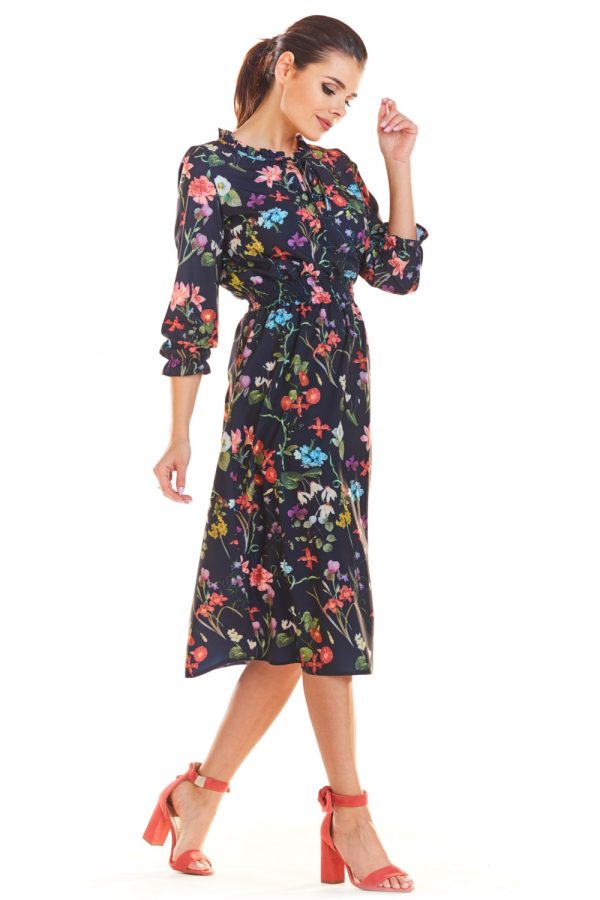 Navy Blue Daydress in Day Dresses with Spandex and Polyester
