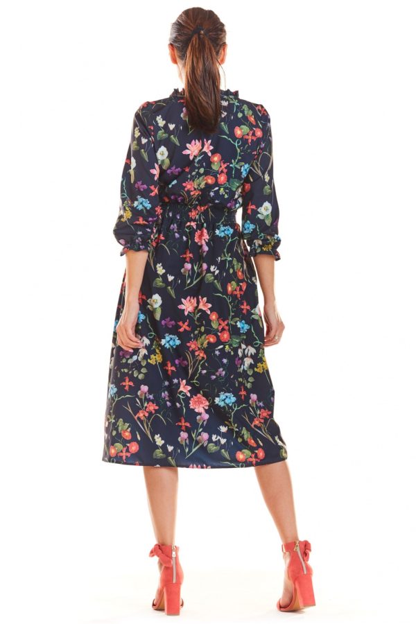 Navy Blue Daydress in Day Dresses with Spandex and Polyester