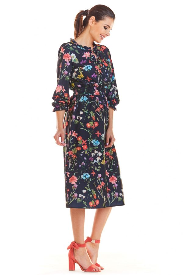 Navy Blue Daydress in Day Dresses with Spandex and Polyester