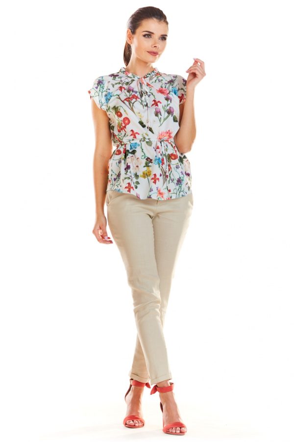 Beige Blouse in Women`s Blouses, Tunics with Spandex and Polyester