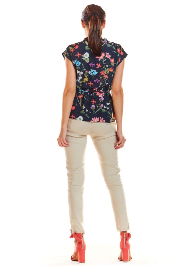 Navy Blue Blouse in Women`s Blouses, Tunics with Spandex and Polyester