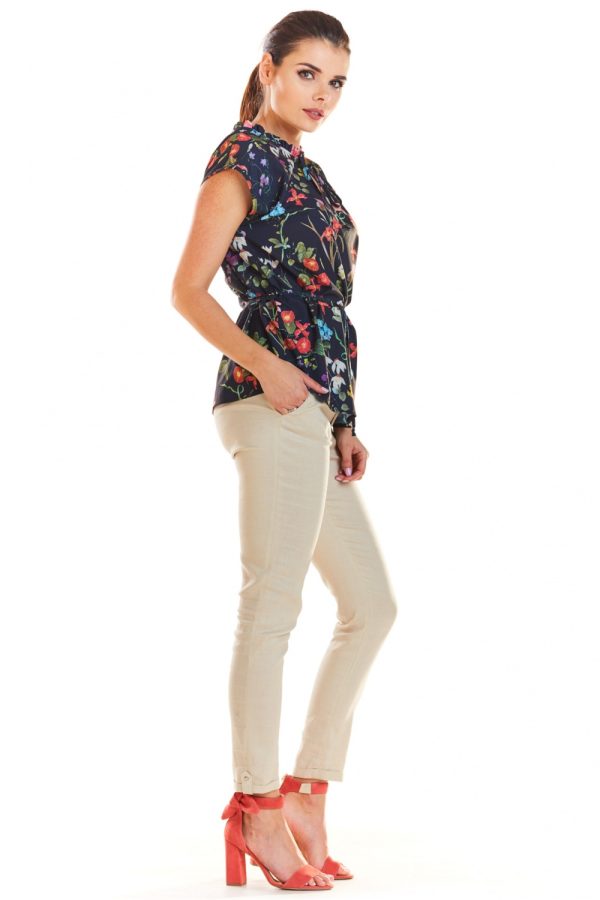 Navy Blue Blouse in Women`s Blouses, Tunics with Spandex and Polyester