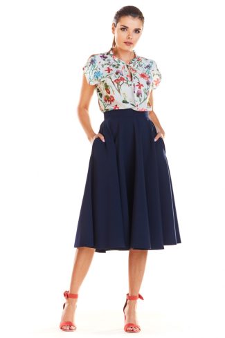 Navy Blue Skirt in Skirts with Spandex and Polyester
