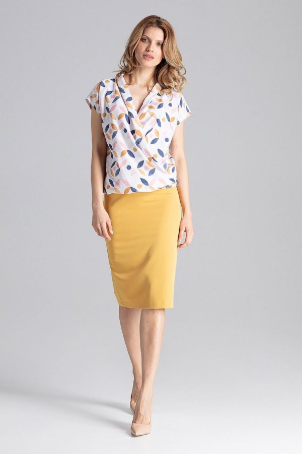 Yellow Classic Skirt in Skirts with Polyester and Viscose