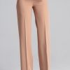 Brown Trousers in Casual Pants For Women with Polyester and Viscose