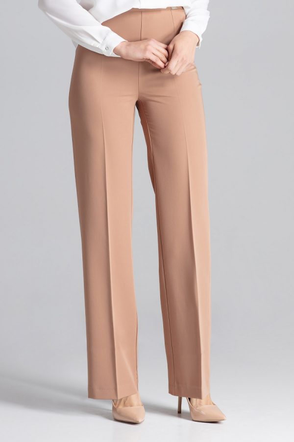 Brown Trousers in Casual Pants For Women with Polyester and Viscose
