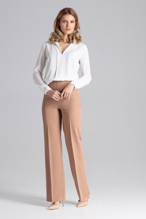 Brown Trousers in Casual Pants For Women with Polyester and Viscose