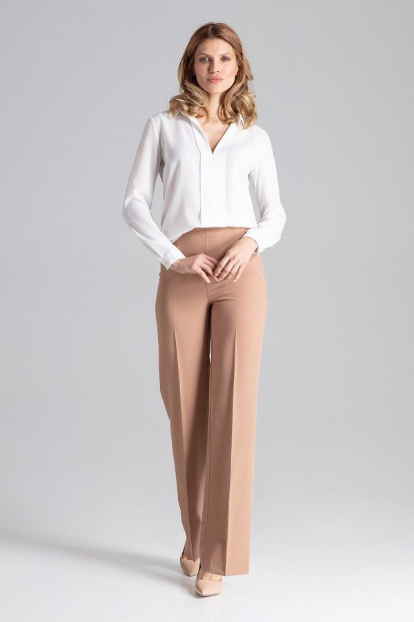 Brown Trousers in Casual Pants For Women with Polyester and Viscose