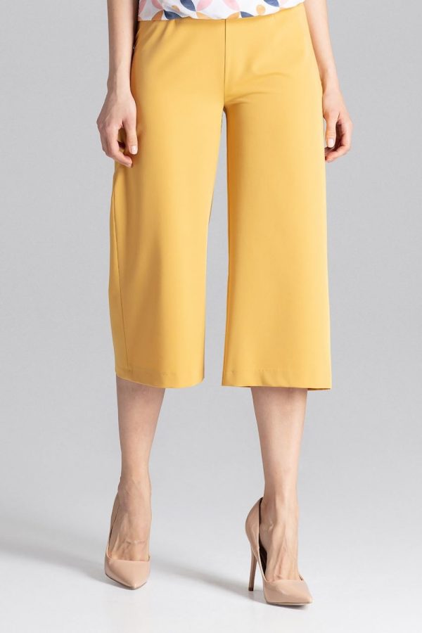 Yellow Women Trousers in Pants, Trousers, Shorts with Polyester and Viscose