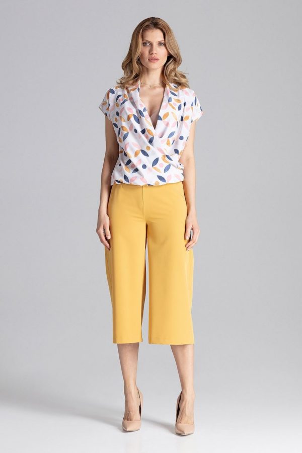 Yellow Women Trousers in Pants, Trousers, Shorts with Polyester and Viscose