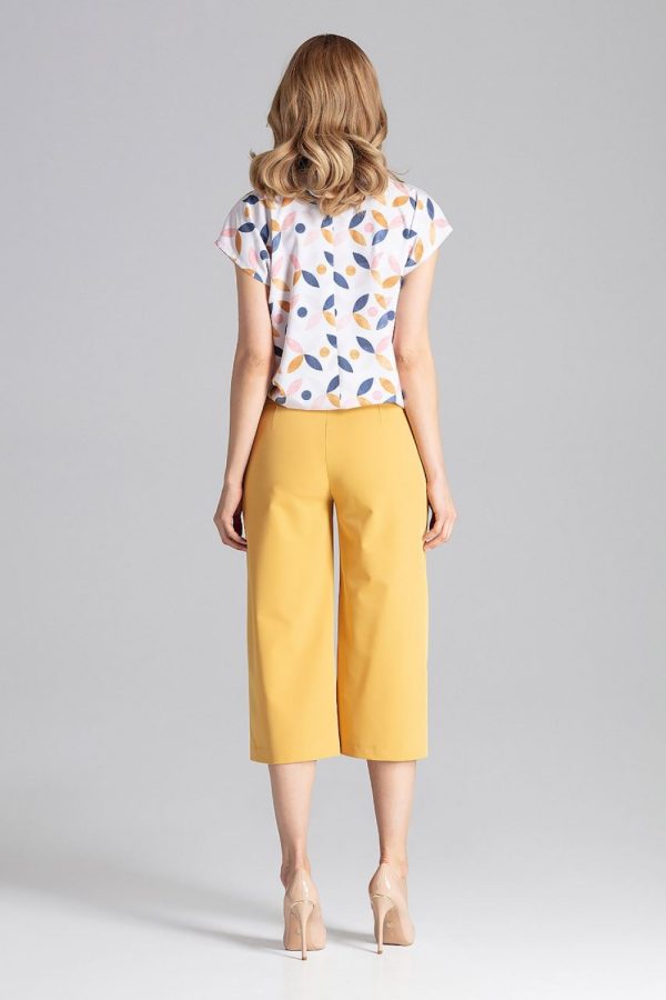 Yellow Women Trousers in Pants, Trousers, Shorts with Polyester and Viscose
