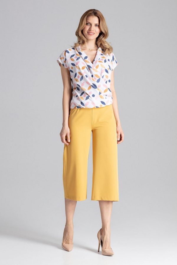 Yellow Women Trousers in Pants, Trousers, Shorts with Polyester and Viscose