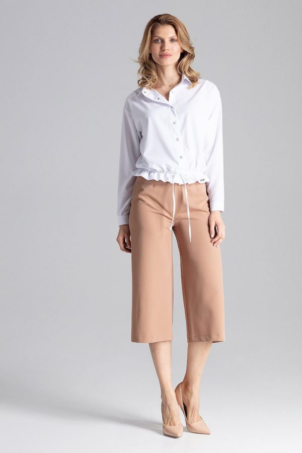 Brown Women Trousers in Pants, Trousers, Shorts with Polyester and Viscose
