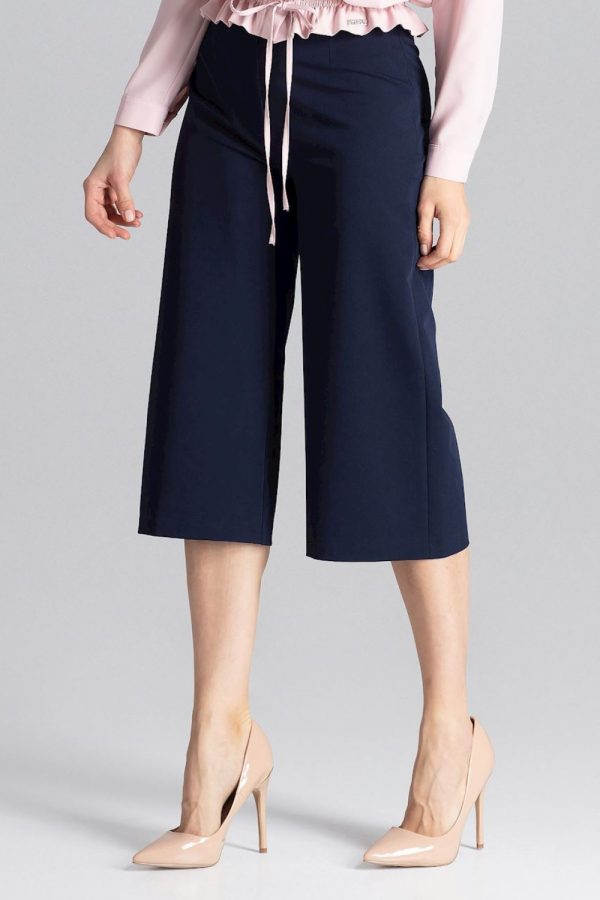 Navy Blue Women Trousers in Pants, Trousers, Shorts with Polyester and Viscose
