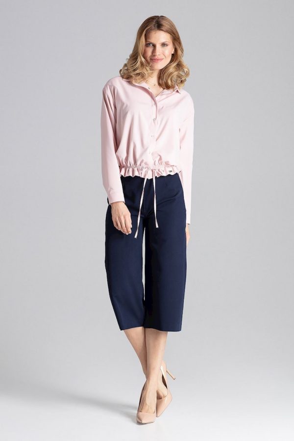 Navy Blue Women Trousers in Pants, Trousers, Shorts with Polyester and Viscose