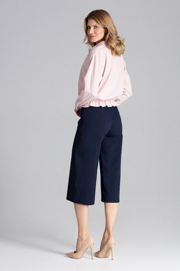 Navy Blue Women Trousers in Pants, Trousers, Shorts with Polyester and Viscose