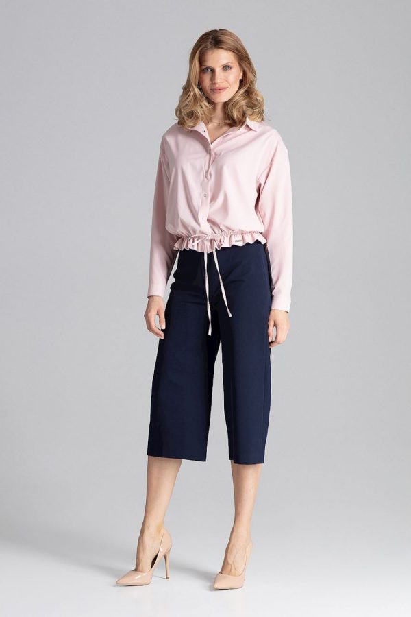 Navy Blue Women Trousers in Pants, Trousers, Shorts with Polyester and Viscose