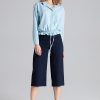 Blue Long Sleeve Shirt in Shirts For Women with Spandex and Polyester