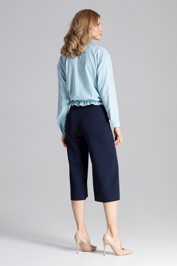 Blue Long Sleeve Shirt in Shirts For Women with Spandex and Polyester