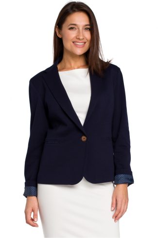 Navy Blue Jacket in Jackets, Vests For Women with Cotton and Polyester