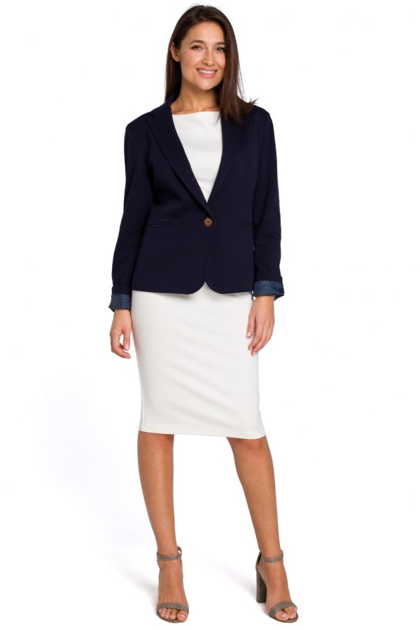 Navy Blue Jacket in Jackets, Vests For Women with Cotton and Polyester