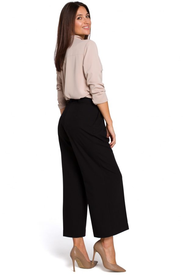 Black Women Trousers in Pants, Trousers, Shorts with Spandex, Polyester and Viscose