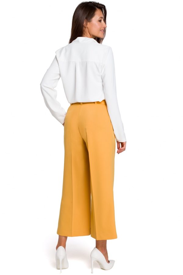 Yellow Women Trousers in Pants, Trousers, Shorts with Spandex, Polyester and Viscose