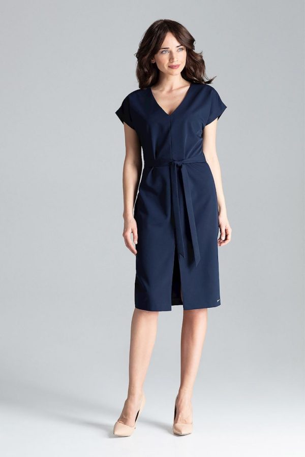 Navy Blue Daydress in Day Dresses with Polyester and Viscose