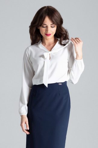 Beige Blouse in Women`s Blouses, Tunics with Spandex and Polyester