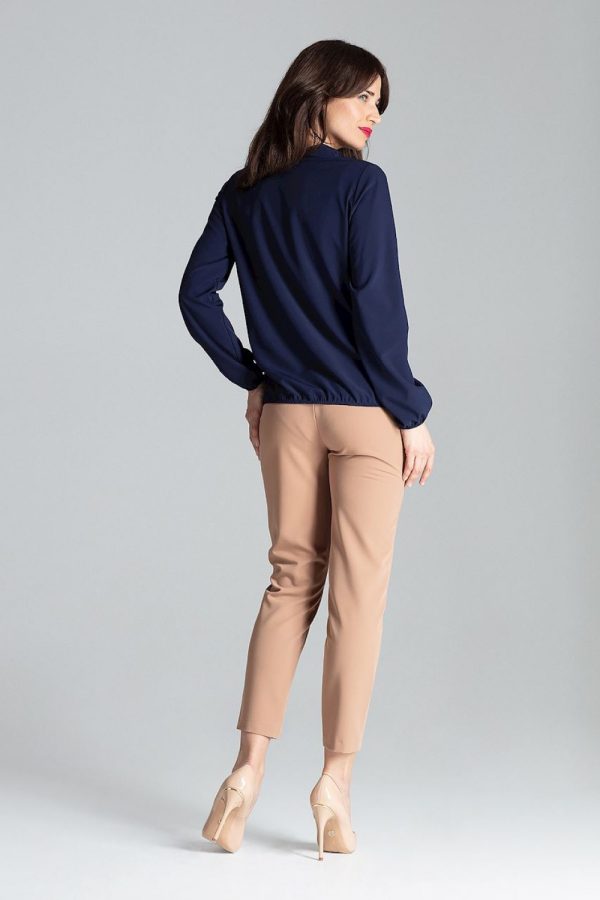 Navy Blue Blouse in Women`s Blouses, Tunics with Spandex and Polyester