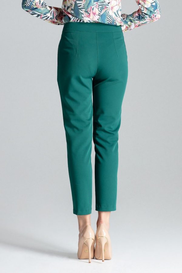 Green Women Trousers in Formal Trousers For Ladies with Polyester and Viscose