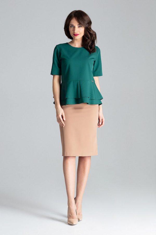 Green Blouse in Women`s Blouses, Tunics with Polyester and Viscose