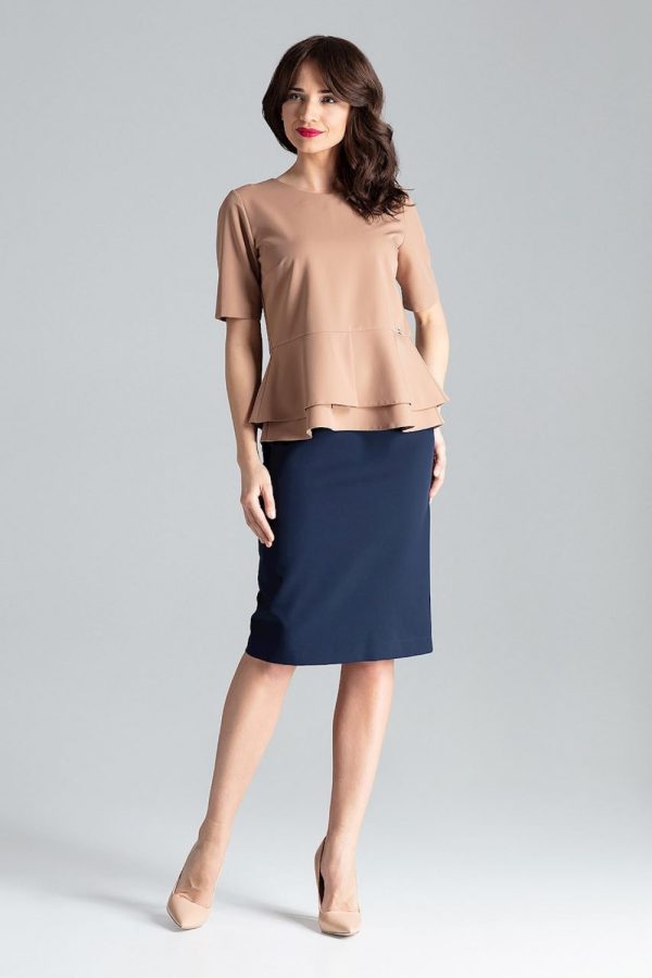Brown Blouse in Women`s Blouses, Tunics with Polyester and Viscose