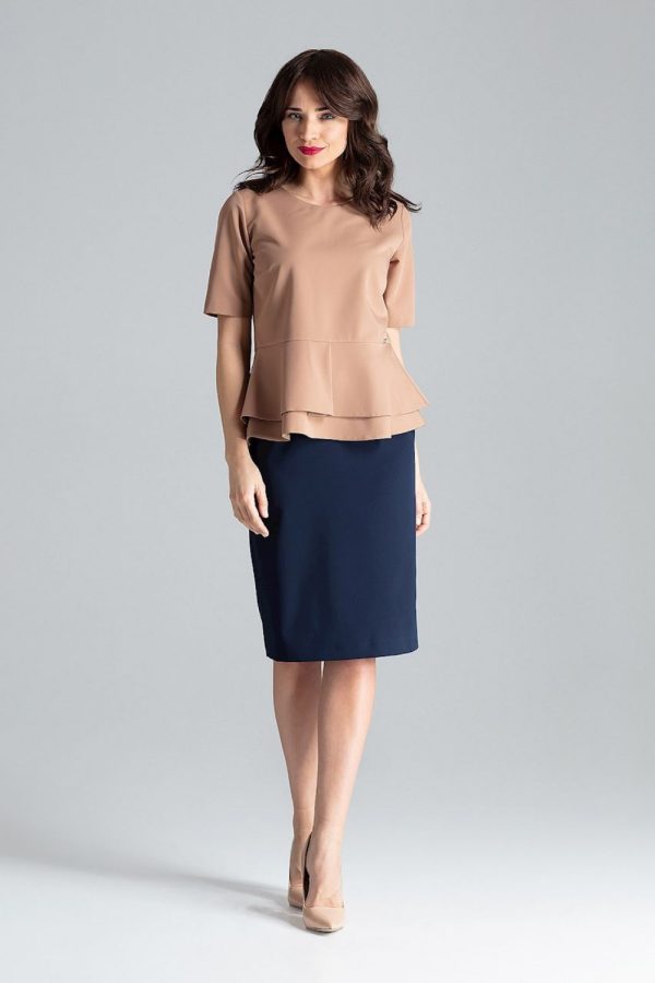 Brown Blouse in Women`s Blouses, Tunics with Polyester and Viscose